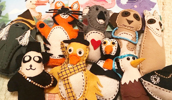 Set of 10 Handmade Finger Puppets